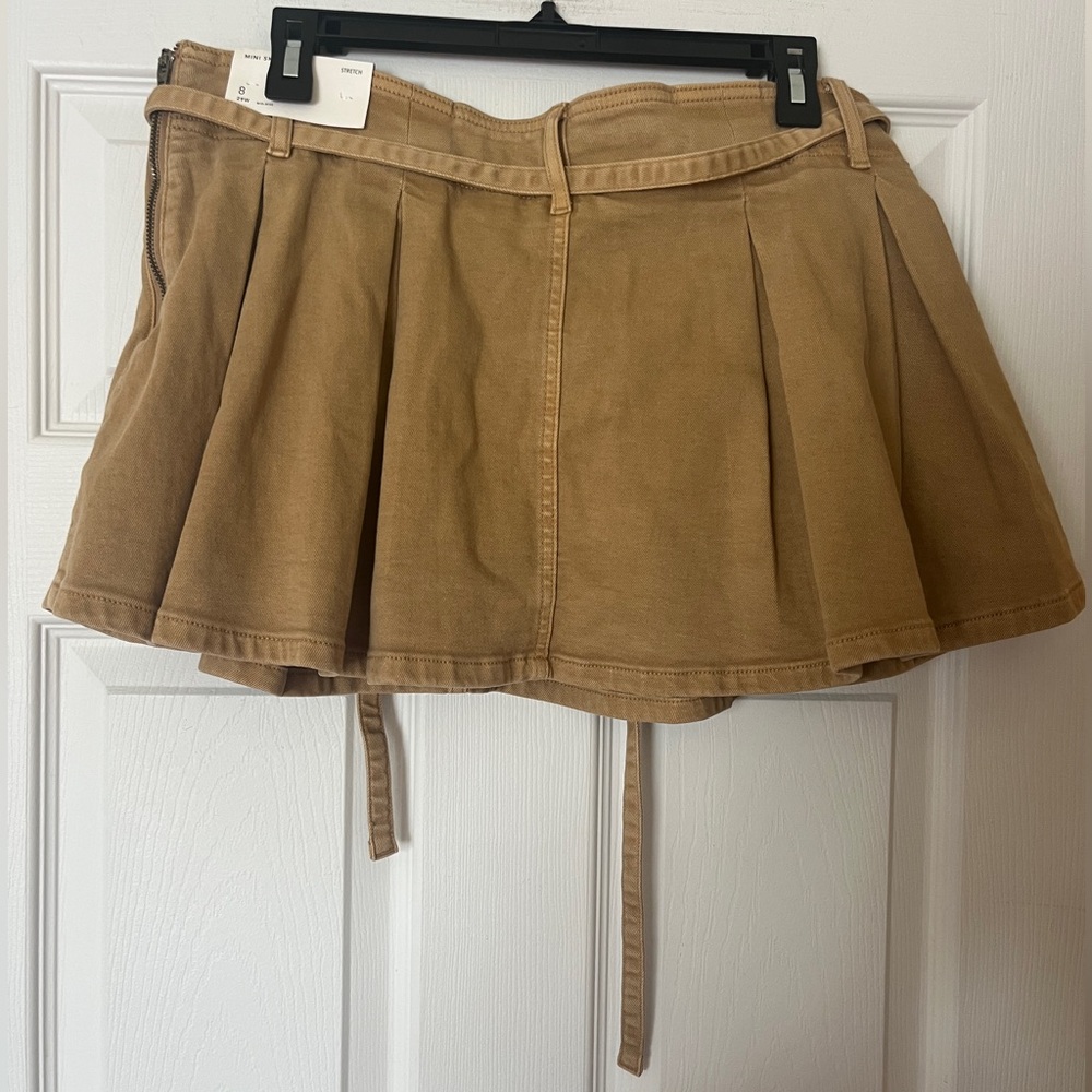 NWT AMERICAN EAGLE Brown/ Khaki Stretch Mid-rise Pleated Mini Skort Women’s US 8 - Picture 3 of 11